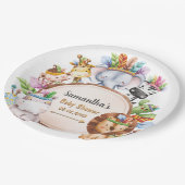 Boho Wild Giraffe Zebra Elephant Baby Showpaper Pappteller (Schrägansicht)
