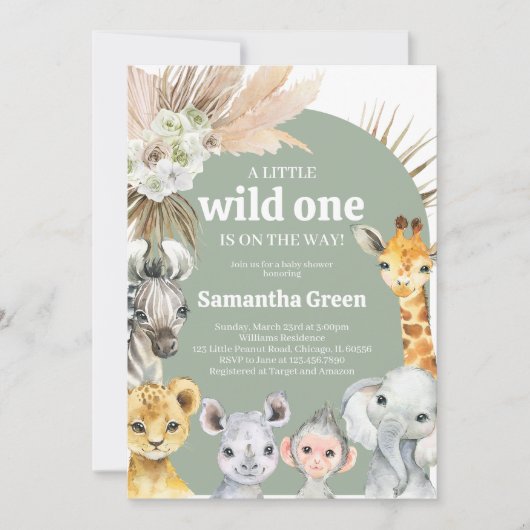 Boho Wild One Baby Shower Einladung (Vorderseite)