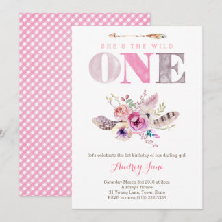 Boho Wild ONE Einladung zum ersten Geburtstag für