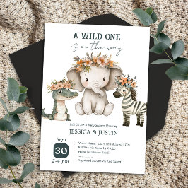 Boho Wild One Floral Baby Shower Einladung