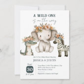 Boho Wild One Floral Baby Shower Einladung (Vorderseite)