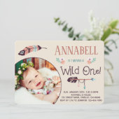 Boho Wild ONE Girly First Geburtstag Einladung (Stehend Vorderseite)