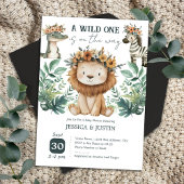 Boho Wild One Lion Floral Baby Shower Einladung