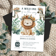 Boho Wild One Lion Floral Baby Shower