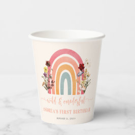 Boho Wild & Onederful Blume Rainbow 1. Geburtstag Pappbecher
