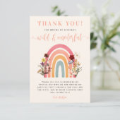 Boho Wild & Onederful Wildblume Rainbow Birthday Dankeskarte (Stehend Vorderseite)