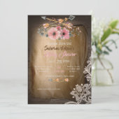 BOHO Wild Rose Girl Baby Dusche Einladung (Stehend Vorderseite)