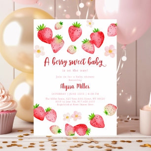 Boho Wild Strawberry Berry Sweet Baby Shower Einladung