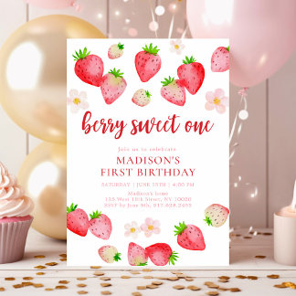 Boho Wild Strawberry Berry Sweet One Birthday Einladung