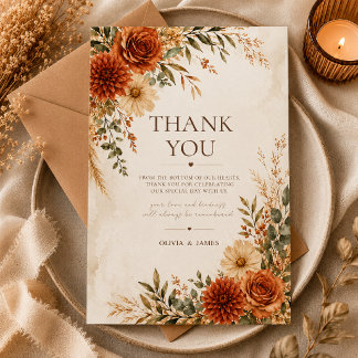 Boho Wild Terrakotta-Garten-Hochzeit-Dankeskarten Dankeskarte