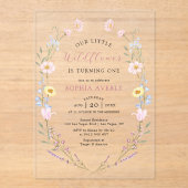 Boho Wildblume 1. Geburtstagsgarten Acryleinladungen (Vorderseite)