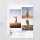 Boho Wildblume 3 Foto Graduation Party Einladung (Rückseite)