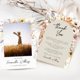 Boho Wildblume Abschluss Danke, Card Einladung