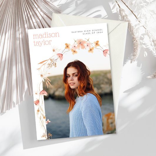 Boho Wildblume Abschluss Foto Einladung