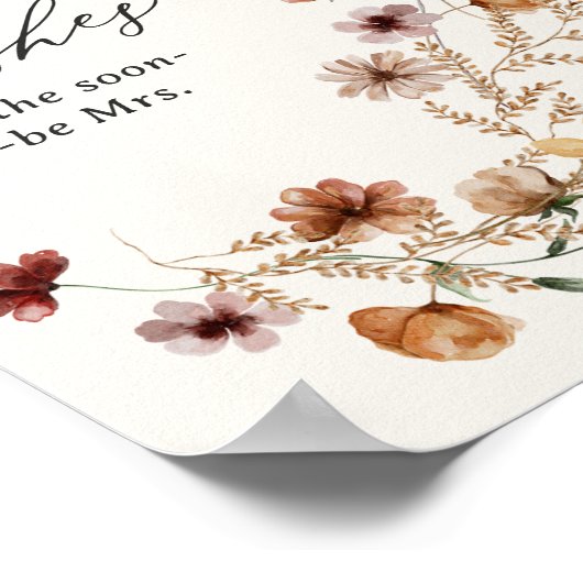 Boho Wildblume Advice and Wises Brautparty Poster (Ecke)