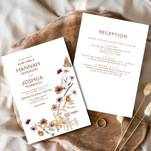 Boho Wildblume All in One Garden Wedding Einladung