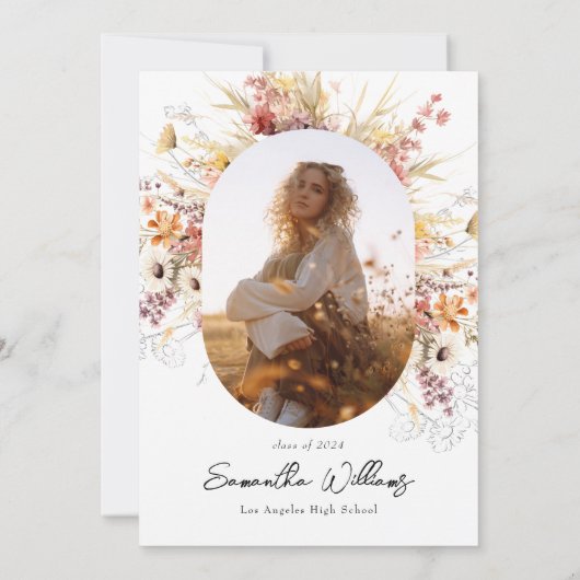 Boho Wildblume Arch Abschluss Danke, Card Einladung (Rückseite)