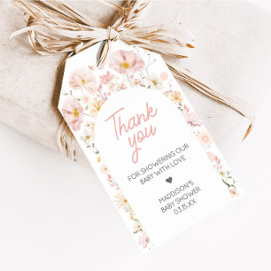 Boho Wildblume Arch Baby in Bloom Gefallen Tags Geschenkanhänger