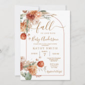 Boho Wildblume Arch Fall in Liebe mit Babydusche Einladung (Vorderseite)