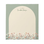 Boho Wildblume Arch Floral Border Notizblock (Vorderseite)