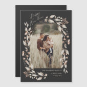 Boho Wildblume Arch Foto Neues Jahr Magnetkarte (Vorne/Hinten)