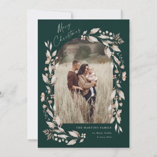 Boho Wildblume Arch Foto Weihnachten (Vorderseite)