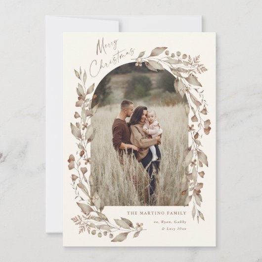 Boho Wildblume Arch Foto Weihnachten (Vorderseite)