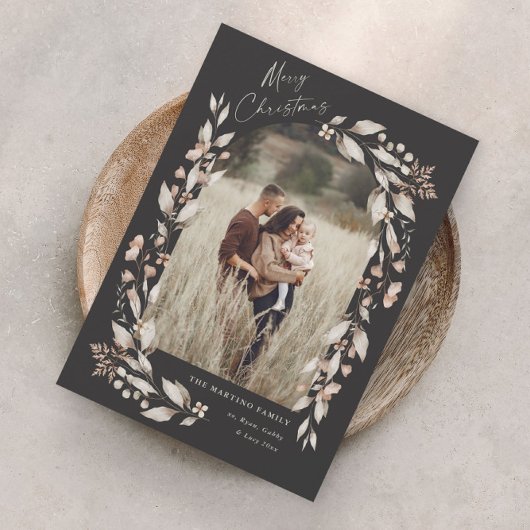 Boho Wildblume Arch Foto Weihnachtsfeiertag Magnetkarte