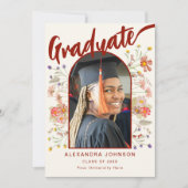 Boho Wildblume Arch Graduate Foto Script Ankündigung (Vorderseite)