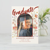 Boho Wildblume Arch Graduate Foto Script Ankündigung (Stehend Vorderseite)