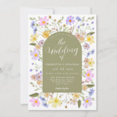 Boho Wildblume Arch Spring Einladung (Vorderseite)
