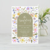 Boho Wildblume Arch Spring Einladung (Stehend Vorderseite)