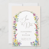 Boho Wildblume Arch Wedding Foto Save The Date (Vorderseite)