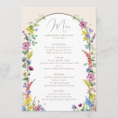Boho Wildblume Arch Wedding Menükarte (Vorderseite)