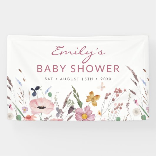 Boho Wildblume Baby Dusche Banner (Horizontal)