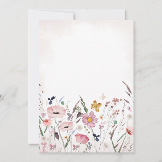 Boho Wildblume Baby Dusche Einladung (Rückseite)