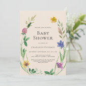 Boho Wildblume Baby Dusche Einladung (Stehend Vorderseite)