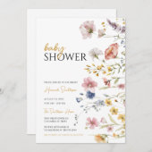 Boho Wildblume Baby Dusche Einladung (Vorne/Hinten)
