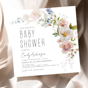 Boho Wildblume Baby Dusche Elegant Moderne Einladung
