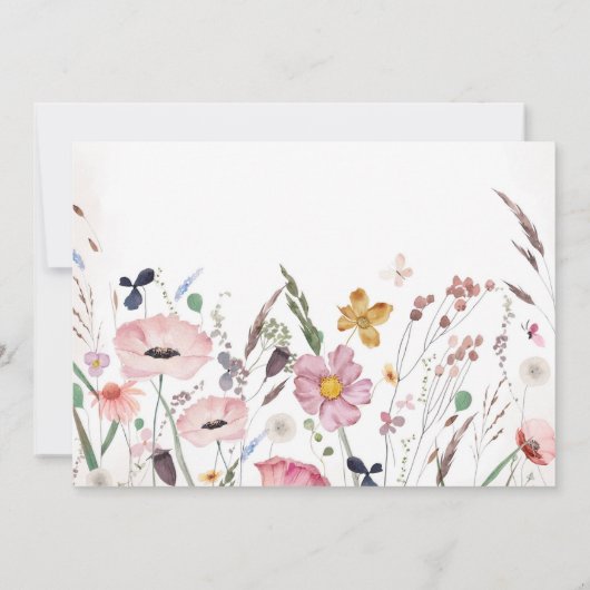 Boho Wildblume Baby Dusche Foto Einladung (Rückseite)