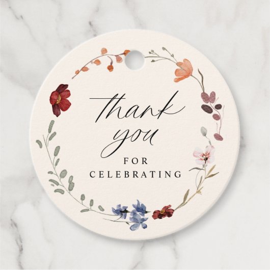 Boho Wildblume Baby Dusche Geschenkanhänger (Vorderseite)