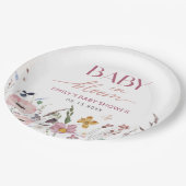 Boho Wildblume Baby Dusche Pappteller (Schrägansicht)