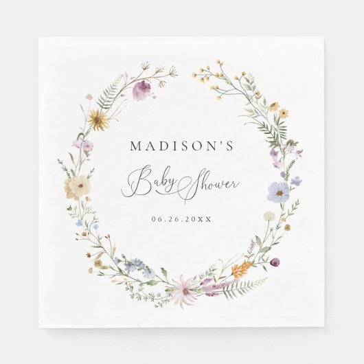 Boho Wildblume Baby Dusche Serviette (Vorderseite)