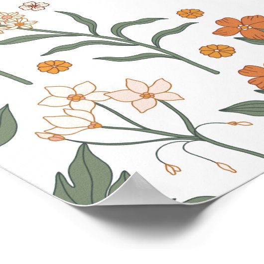 Boho Wildblume Baby Dusche Willkommen Poster (Ecke)