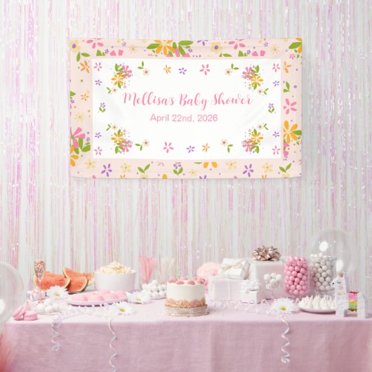 Boho Wildblume Baby Girl Duschbanner Banner (Party)