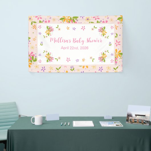 Boho Wildblume Baby Girl Duschbanner Banner (Messeveranstaltung)