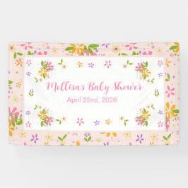 Boho Wildblume Baby Girl Duschbanner Banner