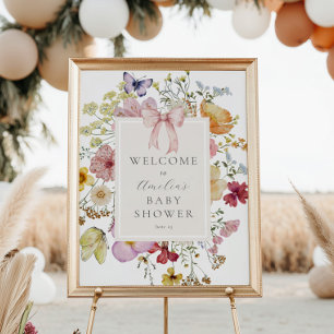 Boho Wildblume Baby Girl Dusche Begrüßungszeichen Poster