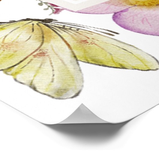 Boho Wildblume Baby Girl Dusche Begrüßungszeichen Poster (Ecke)