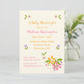 Boho Wildblume Baby Girl Dusche Einladung (Stehend Vorderseite)